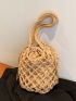 Mini Hollow Out Drawstring Design Straw Bag