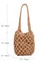 Mini Hollow Out Drawstring Design Straw Bag