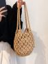 Mini Hollow Out Drawstring Design Straw Bag