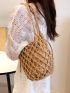 Mini Hollow Out Drawstring Design Straw Bag