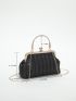 Minimalist Kiss Lock Chain Straw Bag