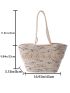 Colorblock Crochet Bag Double Handle For Beach Vacation Travel