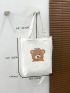 Cartoon Bear Graphic Shopper Bag