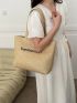 Letter Embroidered Straw Bag