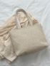 Letter Embroidered Straw Bag