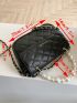 Mini Quilted Faux Pearl Decor Square Bag