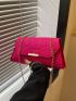 Neon Pink Crocodile Embossed Chain Flap Square Bag