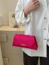 Neon Pink Crocodile Embossed Chain Flap Square Bag