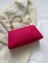 Neon Pink Crocodile Embossed Chain Flap Square Bag