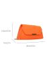 Neon Orange Crocodile Embossed Letter Graphic Flap Chain Square Bag