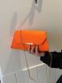 Neon Orange Crocodile Embossed Letter Graphic Flap Chain Square Bag