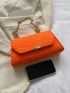 Neon Orange Crocodile Embossed Letter Graphic Flap Chain Square Bag