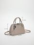 Letter Graphic Litchi Embossed Dome Bag