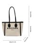 Letter Graphic Contrast Binding Shoulder Tote Bag