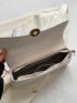 Metal Decor Flap Baguette Bag