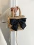 Mini Bow Decor Straw Bag