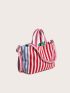 Striped Pattern Shopper Bag