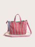 Striped Pattern Shopper Bag