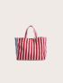 Striped Pattern Shopper Bag