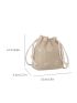 Mini Floral Embroidered Drawstring Design Straw Bag