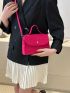 Neon Pink Geometric Embossed Flap Square Bag