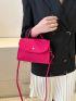 Neon Pink Geometric Embossed Flap Square Bag