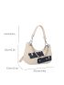 Letter Patch Decor Chain Hobo Bag