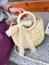 Minimalist Straw Bag Woven Straw Beach Bag, Women's Small Crossbody Bag, Trendy Braid Shoulder Bag For Holiday