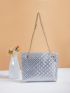 Metallic Quilted Chain Square Bag