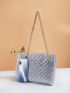 Metallic Quilted Chain Square Bag