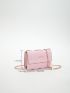 Mini Novelty Bag Fashionable Letter Graphic Scallop Trim Flap Chain PU