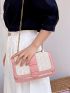 Two Tone Straw Bag Small Flap Contrast Binding