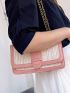 Two Tone Straw Bag Small Flap Contrast Binding