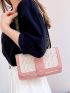 Two Tone Straw Bag Small Flap Contrast Binding