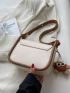 Mini Contrast Binding Flap Square Bag With Bag Charm