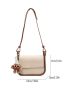 Mini Contrast Binding Flap Square Bag With Bag Charm