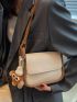 Mini Contrast Binding Flap Square Bag With Bag Charm