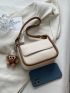 Mini Contrast Binding Flap Square Bag With Bag Charm