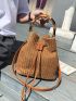 Drawstring Design Straw Bag