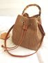 Drawstring Design Straw Bag