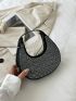 Rhinestone Decor Hobo Bag, Perfect Bride Purse For Wedding, Prom & Party Events