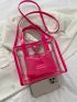 Small Square Bag Clear Design Double Handle With Inner Pouch