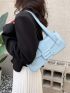 Buckle Decor Flap Shoulder Tote Bag