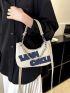 Letter Patch Decor Chain Hobo Bag