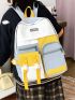 Colorblock Letter Patch Decor Functional Backpack