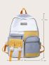 Colorblock Letter Patch Decor Functional Backpack