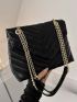 Chevron Detail Chain Square Bag