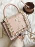 Mini Random Floral Pattern Faux Pearl Decor Flap Square Bag