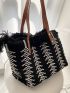 Fringe Trim Shoulder Tote Bag