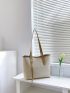 Stripped Shoulder Tote Bag Two Tone Tote Bag for Women